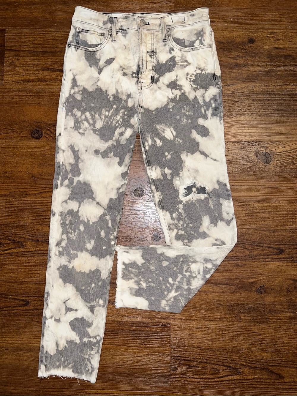 Madewell Jeans Vintage Slim Ankle Gray Acid Wash Distressed Streetwear Size 26 - Picture 4 of 11